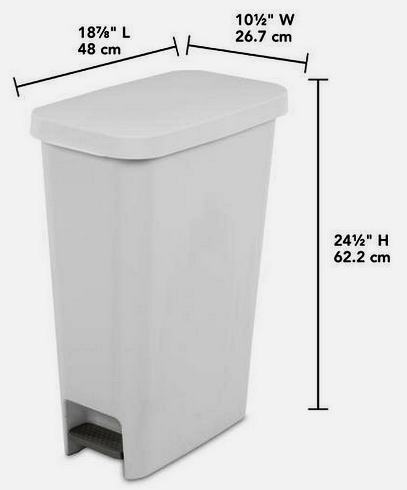 STEP ON CAN-11 GAL.24″H – SLIM WHITE