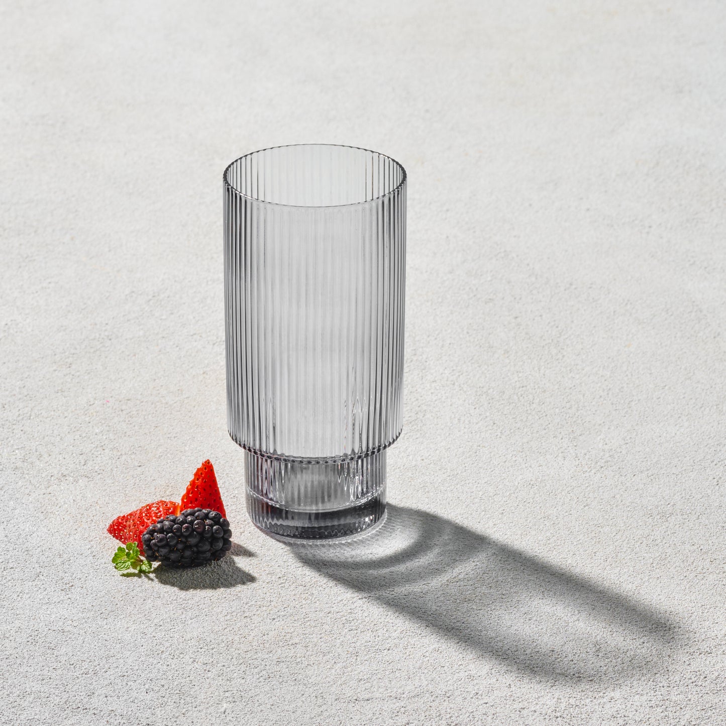 Vikko Malibu Ribbed Highball Glass Smoked 13.5 oz.