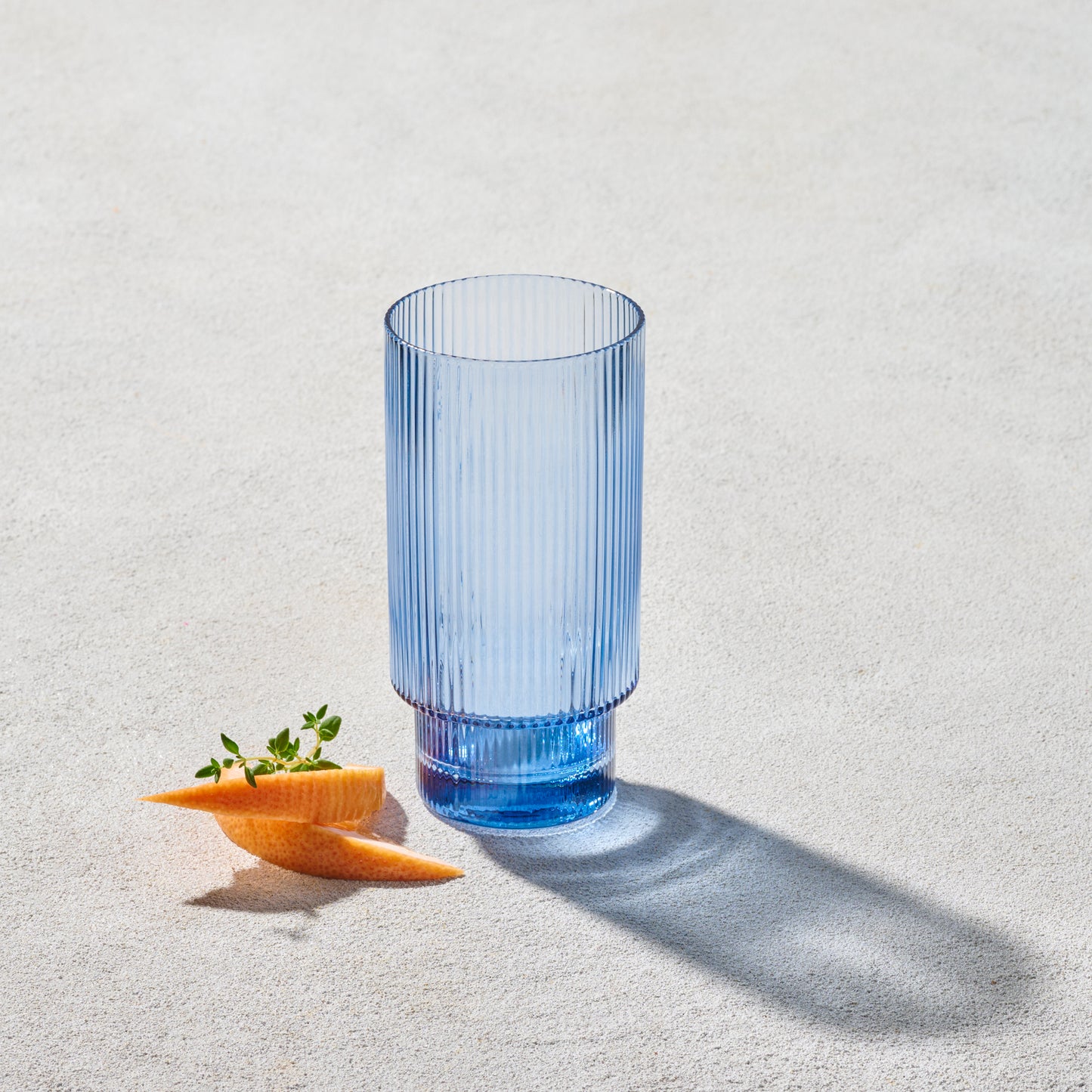 Vikko - Malibu Ribbed Highball Glass Blue 13.5 oz
