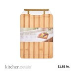 Stripe Bamboo Cutting Board with Gold Handle - 11.81 in