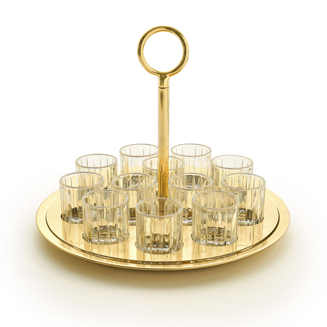 12pc Shot W Gold / Glasses