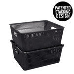 2pk Slide and Stack -Medium Storage Tote-Black
