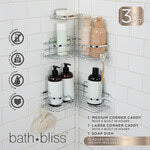 3pc Stainless Steel Adhesive Mounted 6 EA Corner Shower Caddy -