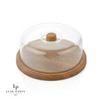 Cake Serving Tray with CLEAR Cover - Oak