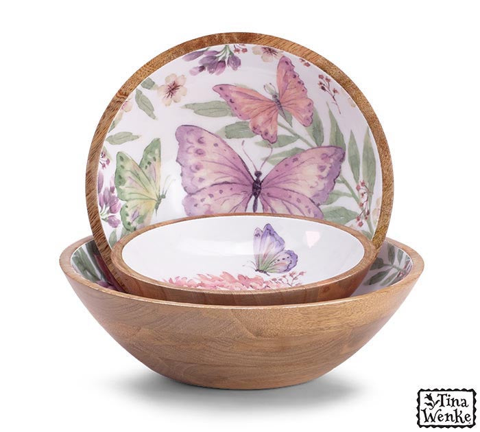 BOWL NESTED SET BLOOM AND FLUTTER THREE-PIECE NESTING BOWL SET FOR SERVING