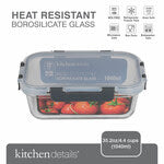 1040ml Rectangle lock lid High Borosilicate glass food container