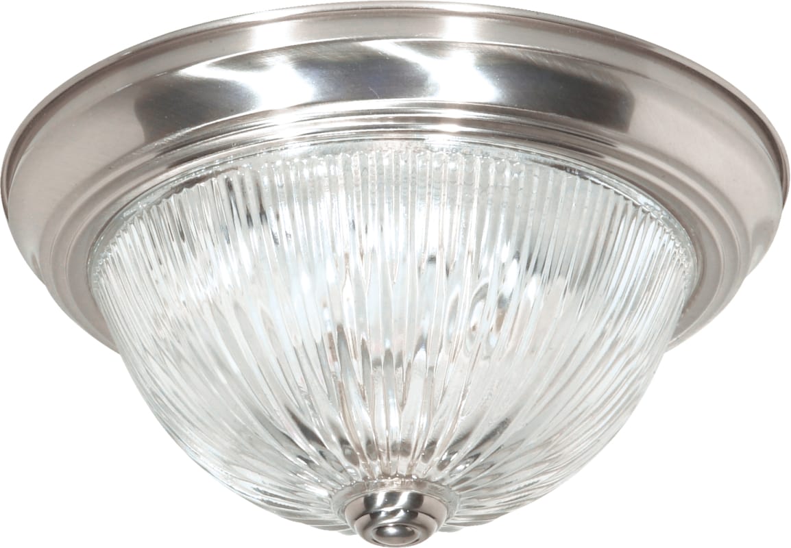 2 Light - 11" - Flush Mount - Clear Ribbed Glass 1
