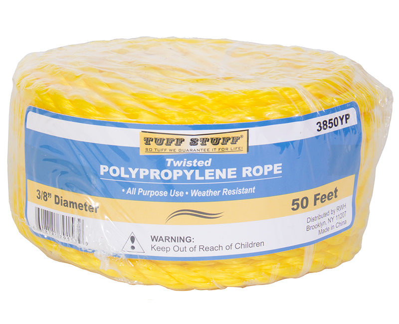 3/8" X 50' Yellow Poly Rope