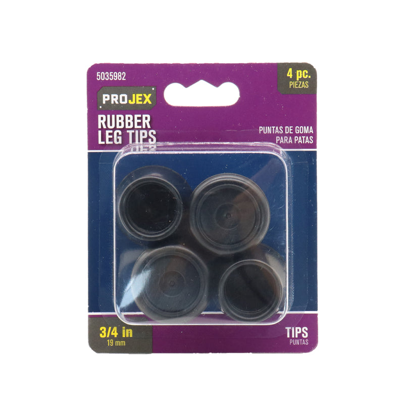 Projex Rubber Leg Tip Black Round 7/8 in. W 4 pk
