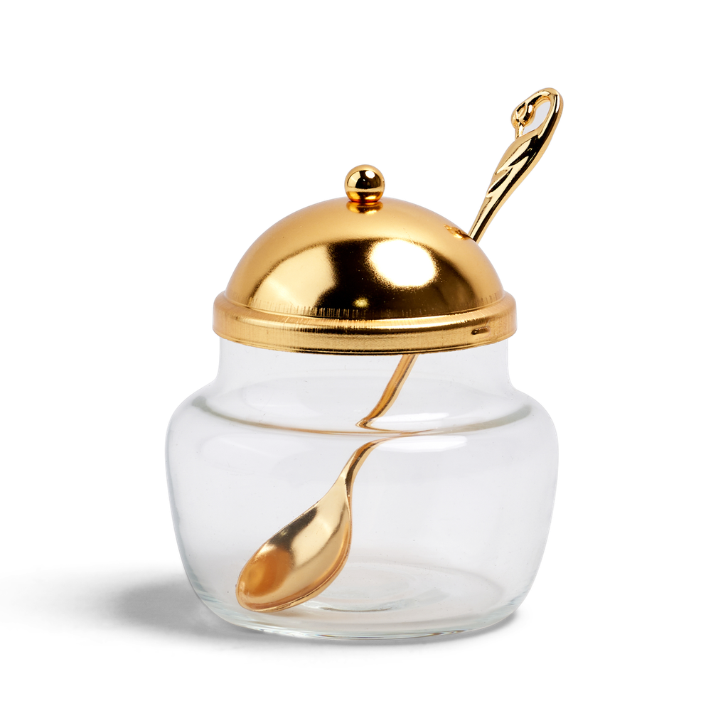 Gold Honey Dish with Spoon