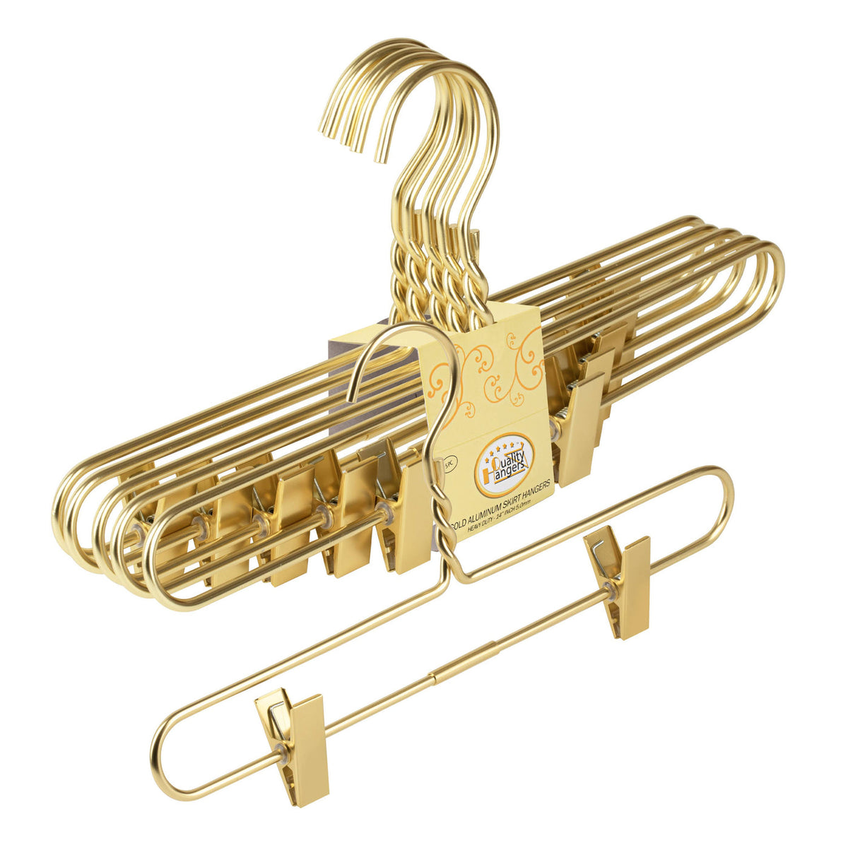 Heavy-Duty Aluminum Skirt & Pant Hanger with Clips – 14"