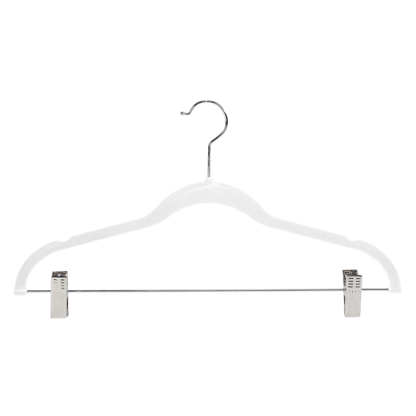 6 Pk White Velvet Hangers W/Clips 2