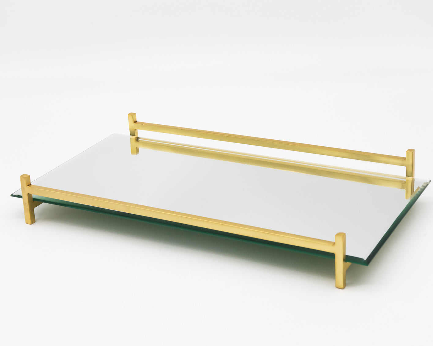 Gold Sq Wire Mirror Tray 16x8