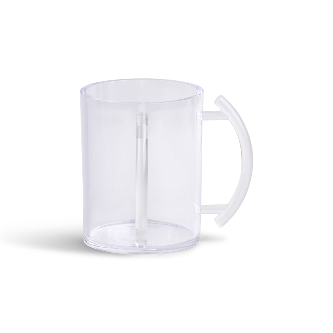 Acrylic Washing Cup Clear with frosted clear handles