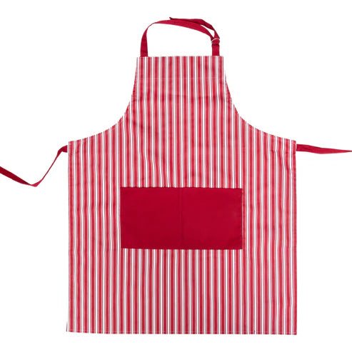Adjustable Striped Apron Red