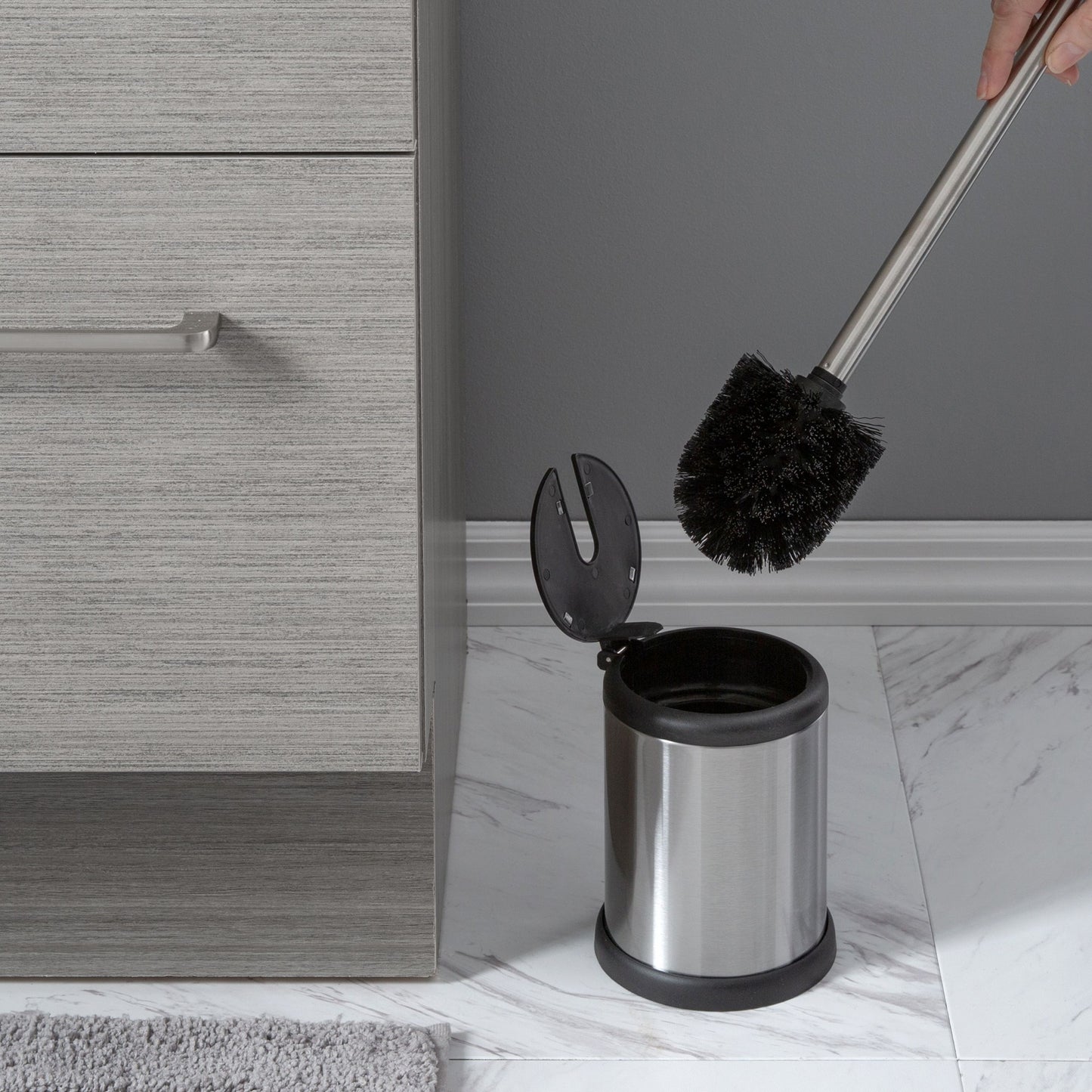 Bath Bliss SS Toilet Brush With Self Closing Lid
