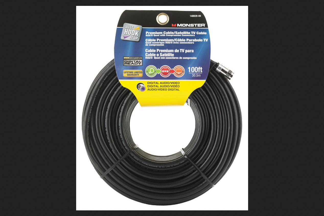 CABLE RG6 QUAD 100' BLK