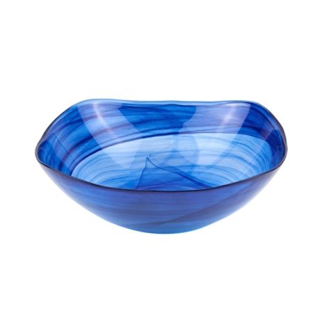 Cobalt Blue Alabaster Glass Salad Bowl