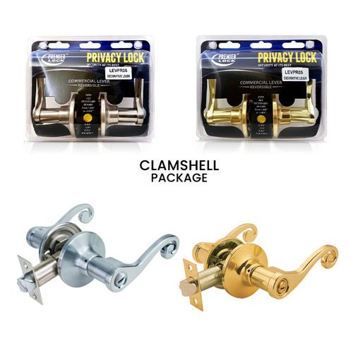 Commercial Duty Privacy Door Lever Lock Set With Decorative Handle-Carded, Gold