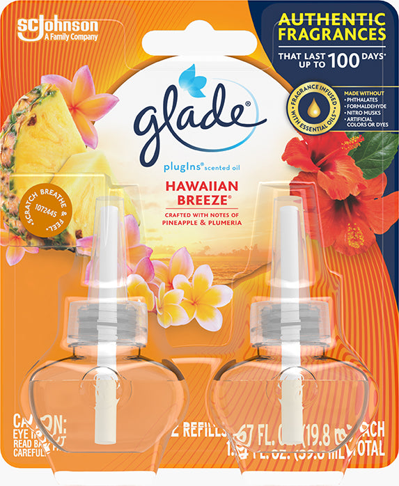 GLADE PLUGIN OIL REFILL- 2pk HAWAIIAN BREEZE