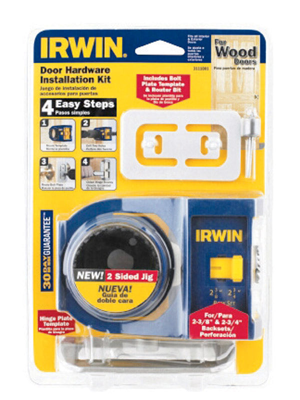IRWIN CARBON HOLE SAW DOOR LOCK KIT FOR WOOD DOORS