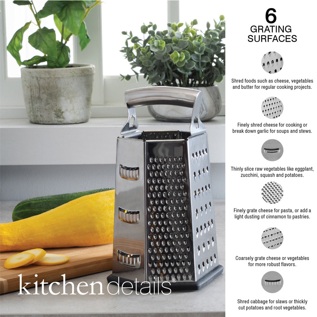 Kitchen Grater 6 Sided Stainless Steel