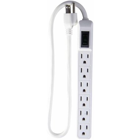 MINI PLASTIC 6 OUTLET SURGE PROTECTOR/ W/ BASIC SU 2