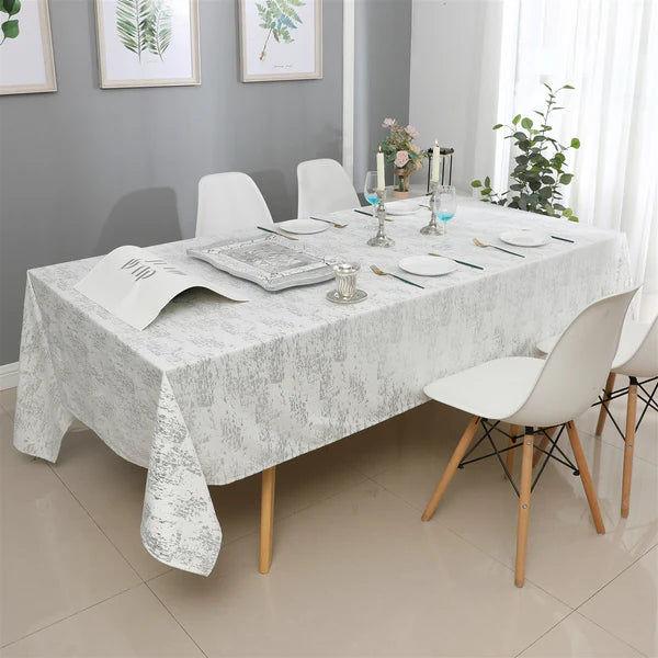 Majestic Tablecloth, Silver Mosaic Print 70"x120" 8