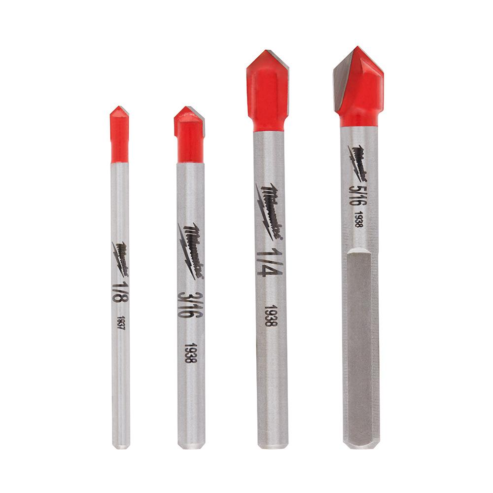 Milwaukee 5.25 in. L Carbide Tipped Glass and Tile Bit Set 4 pk