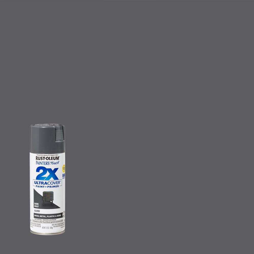 Rust-Oleum Painter's Touch 2X Ultra Cover Gloss Dark Gray Paint+Primer Spray Paint 12 oz