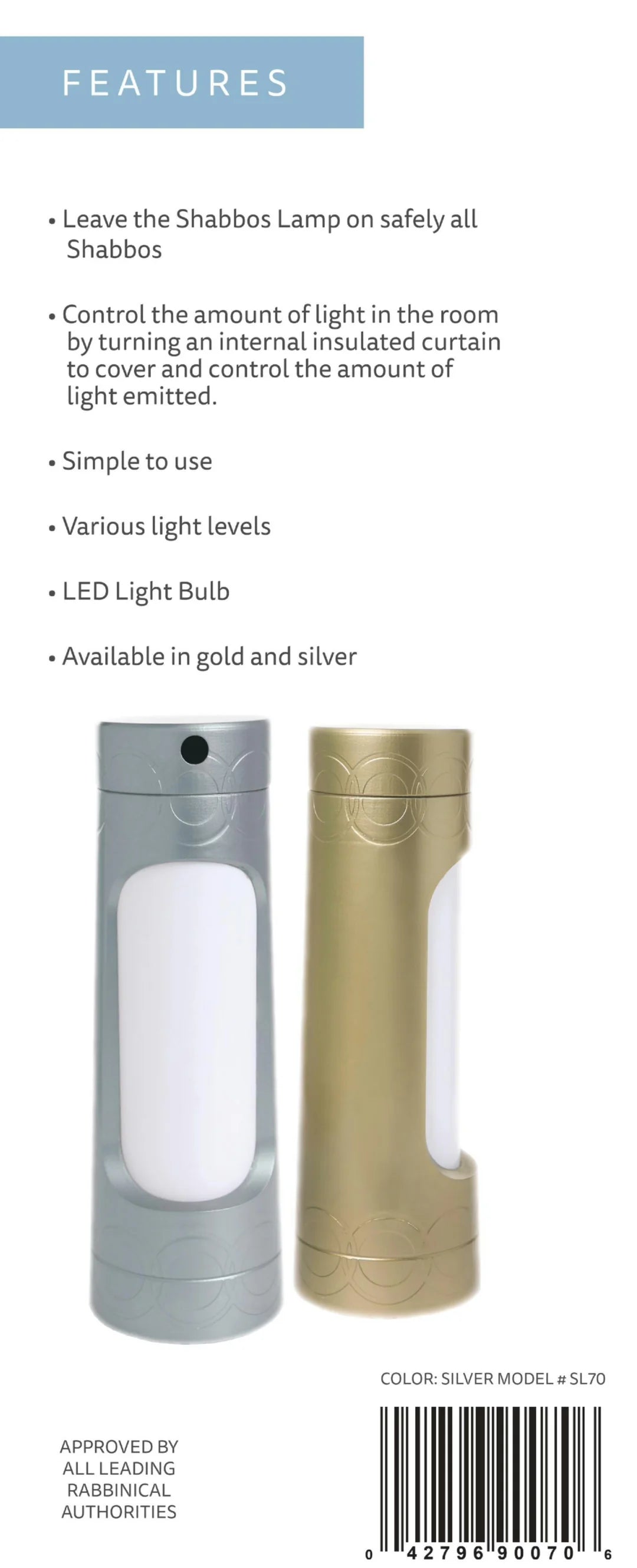 Shabbos Lamp Silver 6