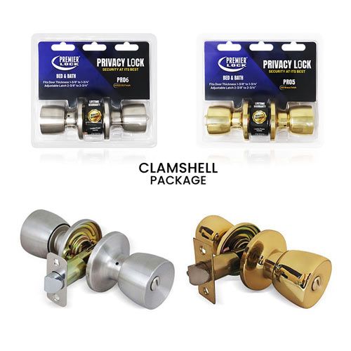 LOCKSET-PRIVACY-SOLID BRASS CARDED