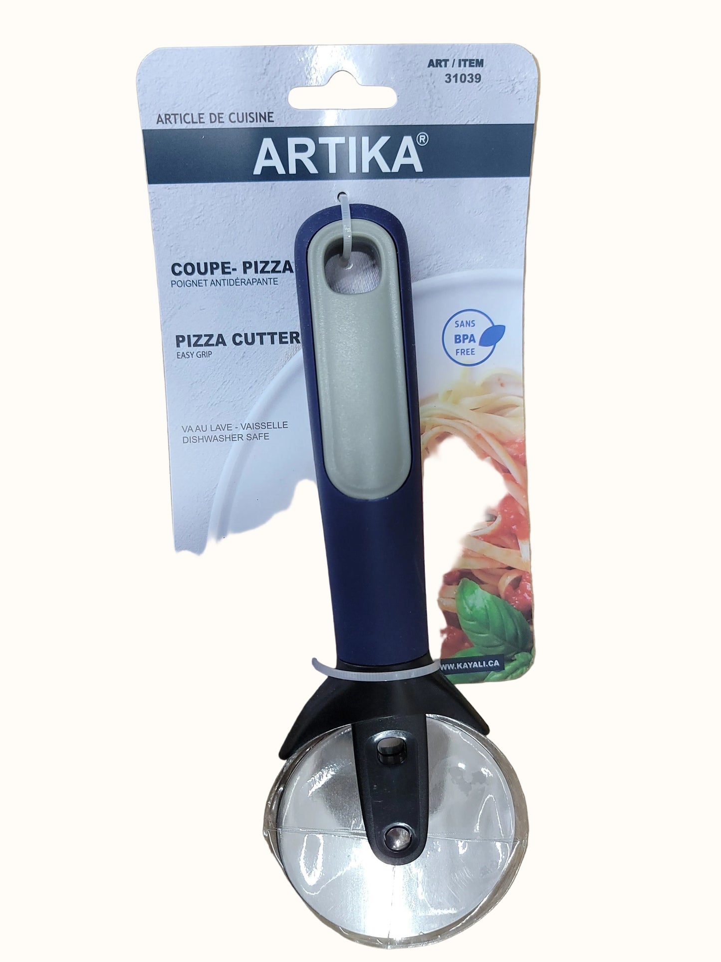 Artika - Easy Grip Pizza Cuter, Blue Silicone Handle