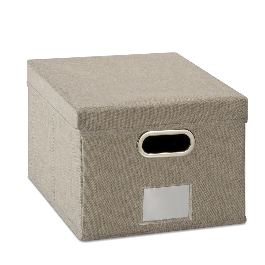 Fabric Storage Box W12xH9xL14 with Cover | Beige