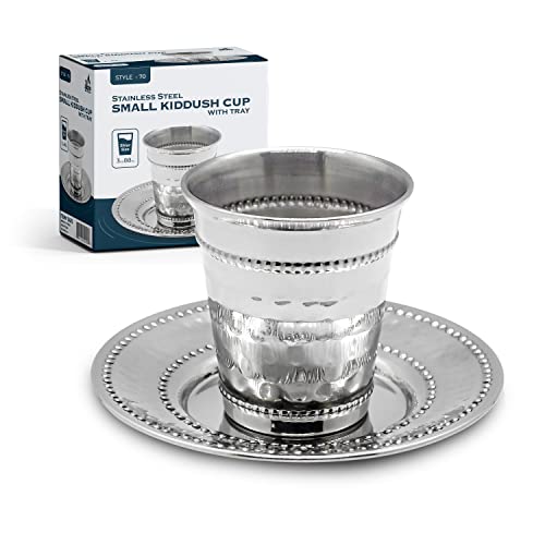 Stainless Steel Mini Kiddush Cup And Tray