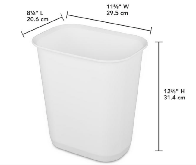 WASTEBASKET-3 GALLON – OPEN TOP – WHITE