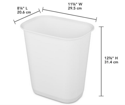 WASTEBASKET-3 GALLON – OPEN TOP – WHITE
