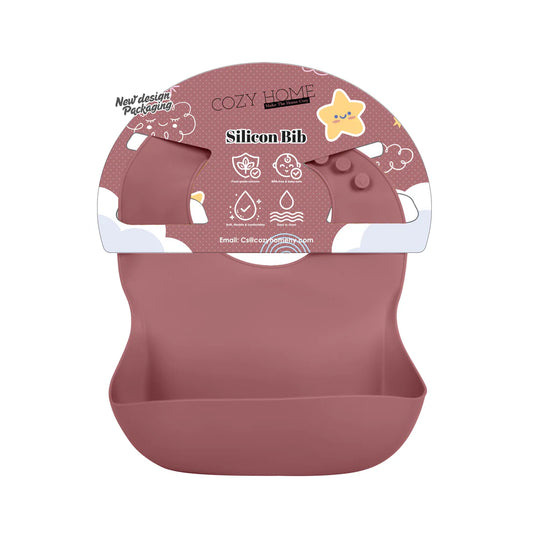 Cozy Home Silicone Bib With Open Pocket Maroon