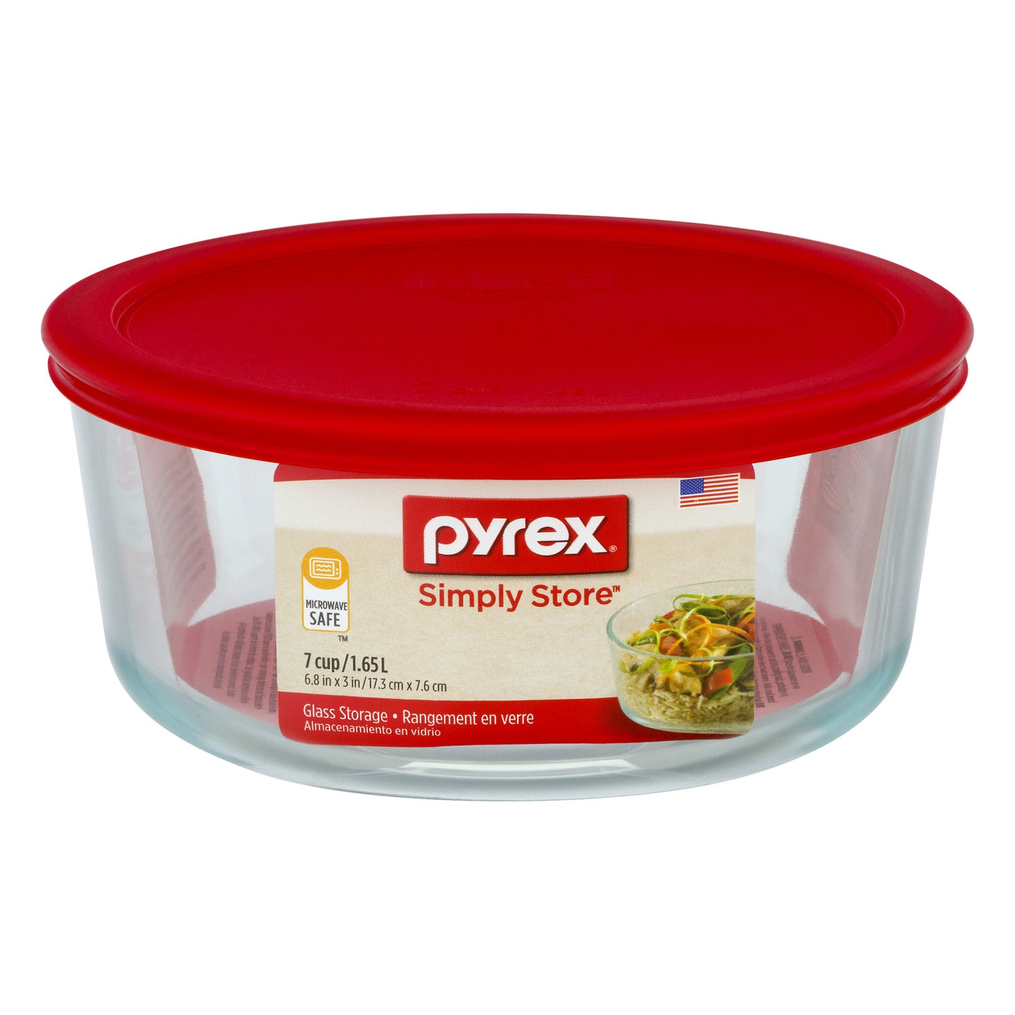 PYREX-ROUND-7cup-BAKE DISH-RED