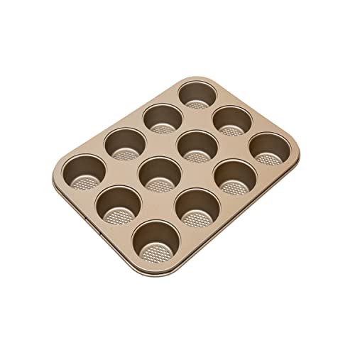 12 Cup Muffin Pan Gold Metalic w/ Diamond Base 1