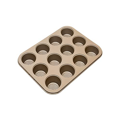 12 Cup Muffin Pan Gold Metalic w/ Diamond Base 1