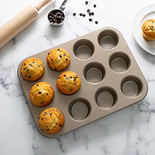 12 Cup Muffin Pan Gold Metalic w/ Diamond Base 3