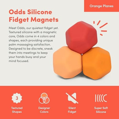 Speks Odds Soft Silicone Fidget Magnets | Silent Stress Relief Toys | Textured Magnetic Balls for Adults & Teens 14+ Orange Planes