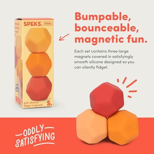 Speks Odds Soft Silicone Fidget Magnets | Silent Stress Relief Toys | Textured Magnetic Balls for Adults & Teens 14+ Orange Planes
