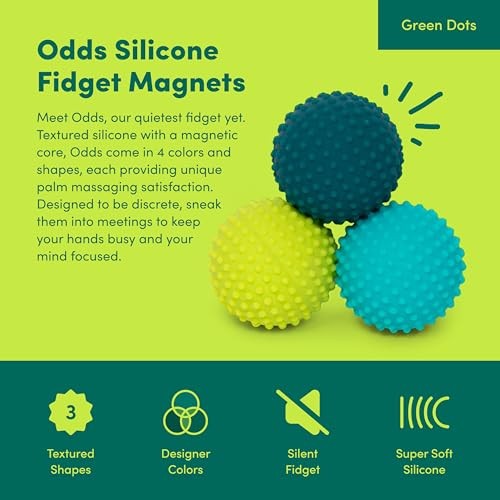 Speks Odds Soft Silicone Fidget Magnets, Silent Stress Relief Toys, Green Dots