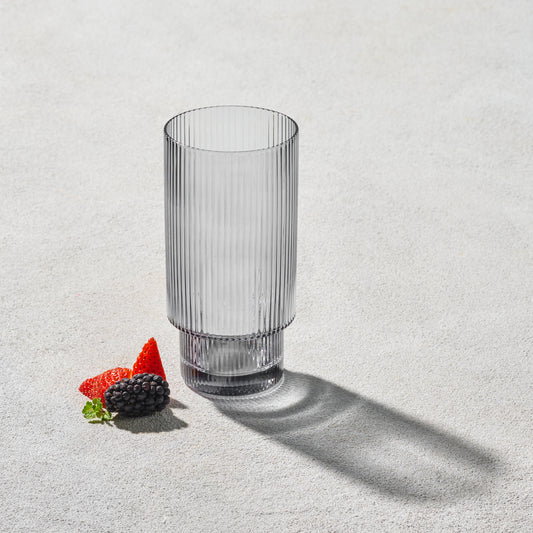 Vikko Malibu Ribbed Highball Glass Smoked 13.5 oz.