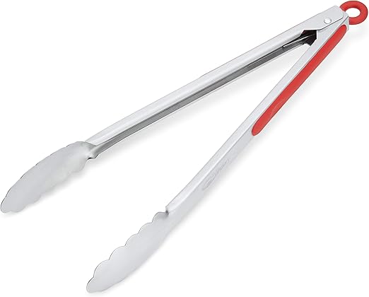 SS Tongs with Red Rubber Grip