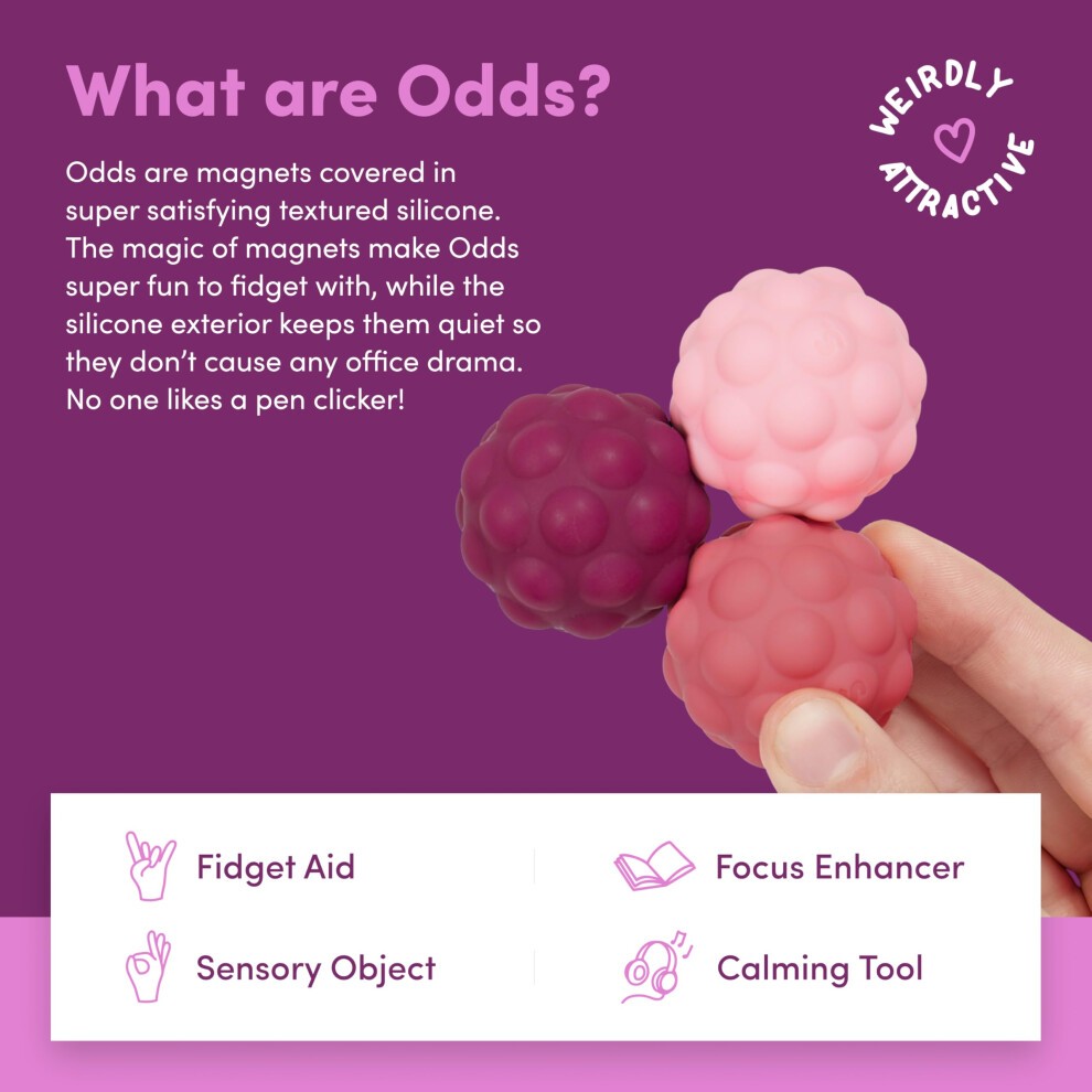 Speks Odds Soft Silicone Fidget Magnets | Silent Stress Relief Toys | Textured Magnetic Balls for Adults & Teens 14+ Pink Bumps