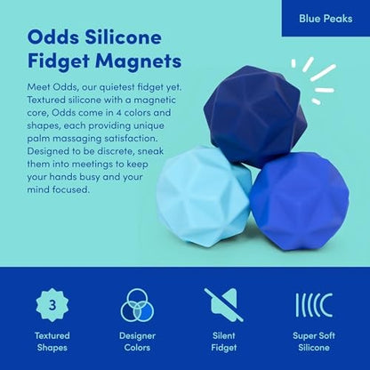 Speks Odds Soft Silicone Fidget Magnets, Silent Stress Relief Toys, Blue Peaks