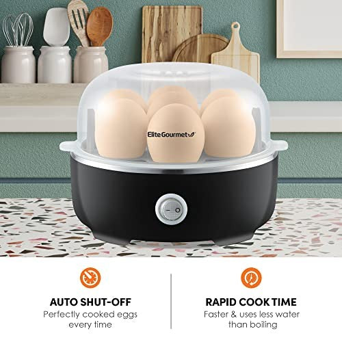 Elite Gourmet Easy Egg Cooker Electric 7-Egg Capacity